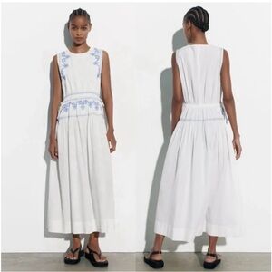 Zara White and Blue Maxi Dress